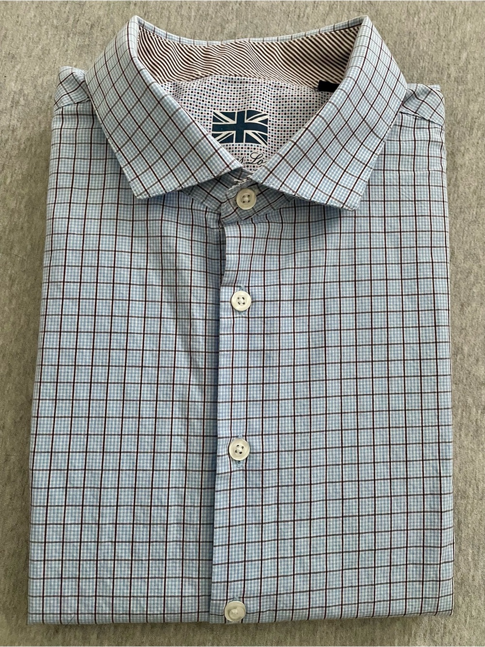Michelsons London Men’s XL Long Sleeve Blue White Check Button Up Shirt